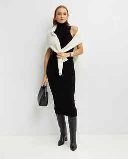 Czarna sukienka maxi z golfem - Image #4