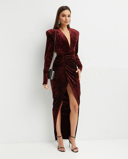 Welurowa sukienka z drapowaniem - Image #0