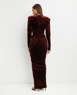 Welurowa sukienka z drapowaniem - Image #3