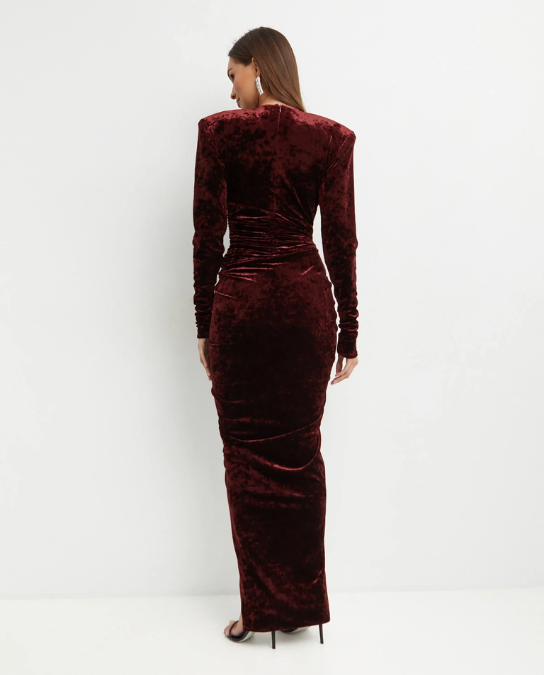 Welurowa sukienka z drapowaniem - Image #3