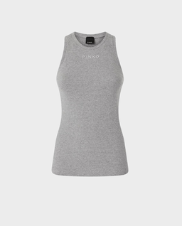 Szary prążkowany tank top - Image #0