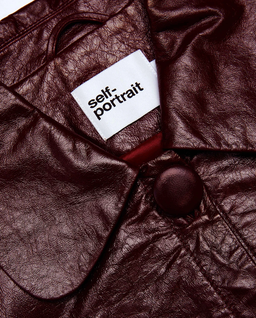 Burgundowa kurtka skórzana - Image #4