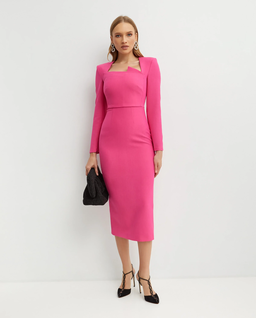 Różowa sukienka z asymetrycznym dekoltem - Image #1