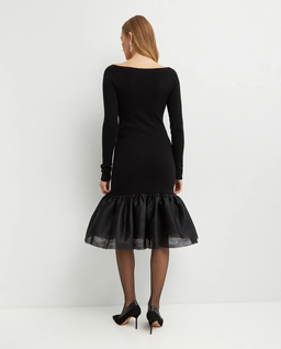 Sukienka midi z tiulową falbaną - Image #3