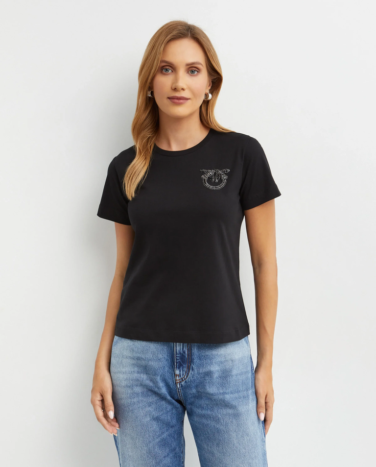 Czarny t-shirt z biżuteryjnym logo Nambrone - Image #0