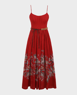 Czerwona sukienka Rhiannon Corset Midi - Image #1