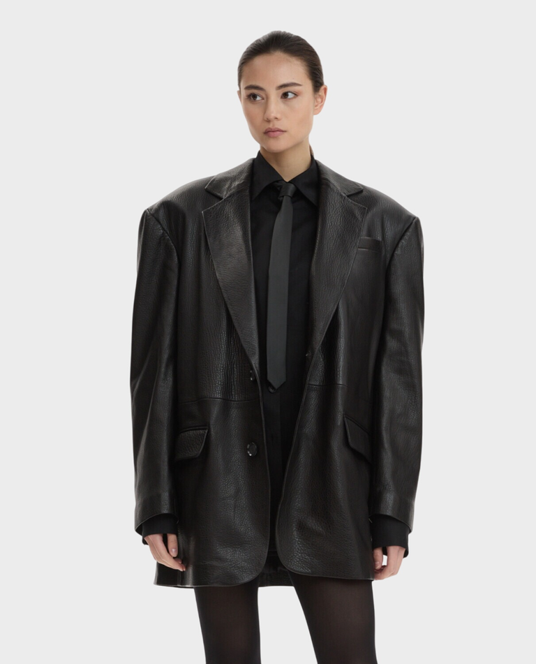 Skórzany blezer oversize