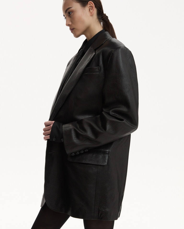 Skórzany blezer oversize - Image #2