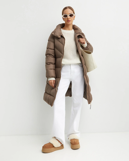 Brązowy puchowy płaszcz - Image #4