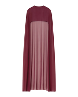 Jedwabna bordowa peleryna maxi - Image #3