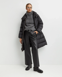 Czarny puchowy płaszcz - Image #5