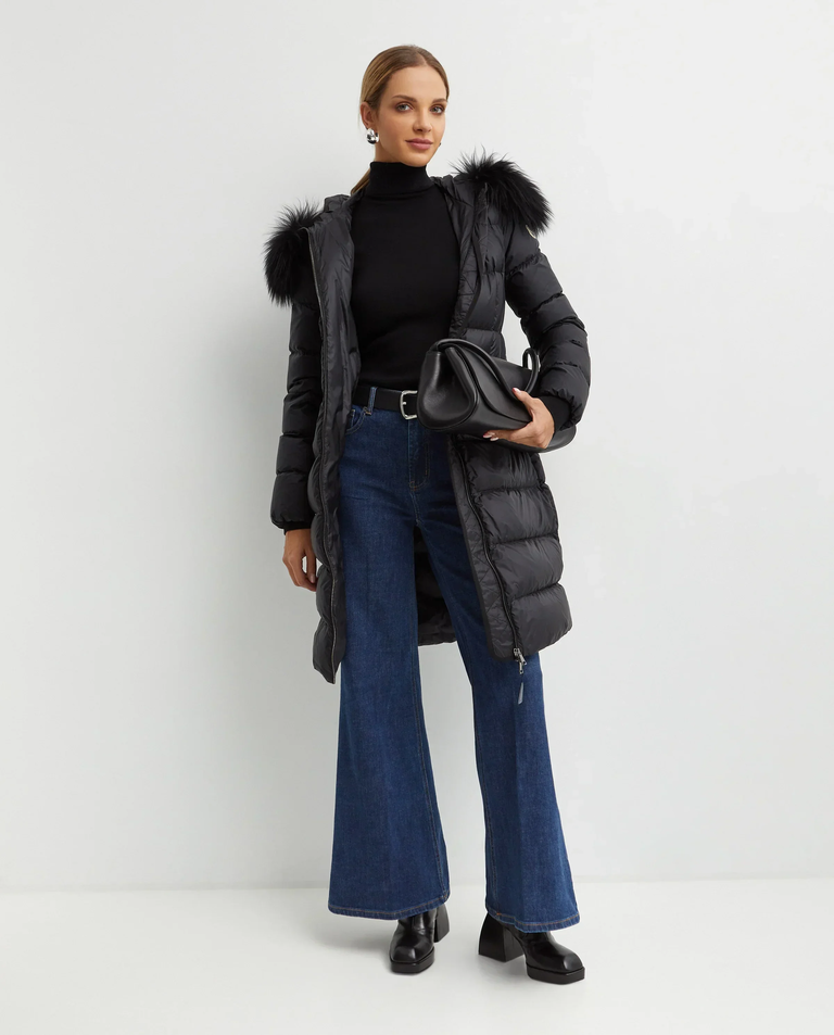 Czarny pikowany płaszcz - Image #5