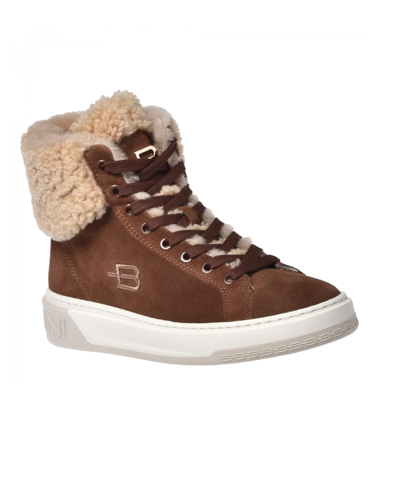 Brązowe ocieplane sneakersy z futerkiem - Image #1