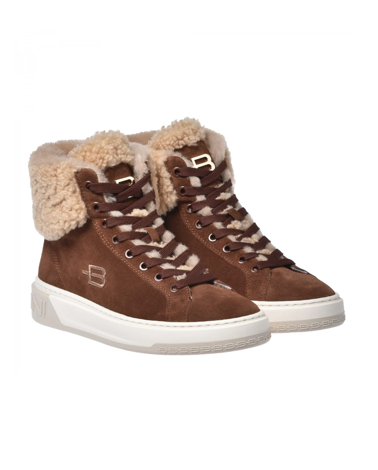 Brązowe ocieplane sneakersy z futerkiem - Image #3