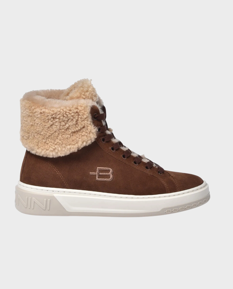 Brązowe ocieplane sneakersy z futerkiem - Image #0