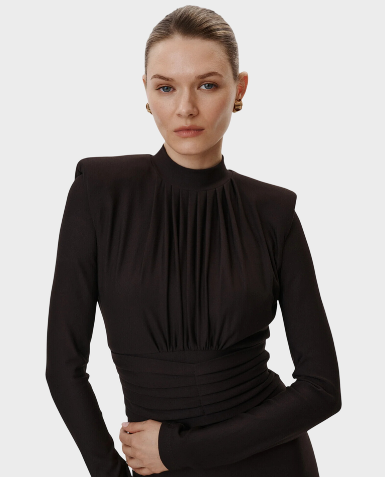 Brązowa midi sukienka Deluna - Image #1