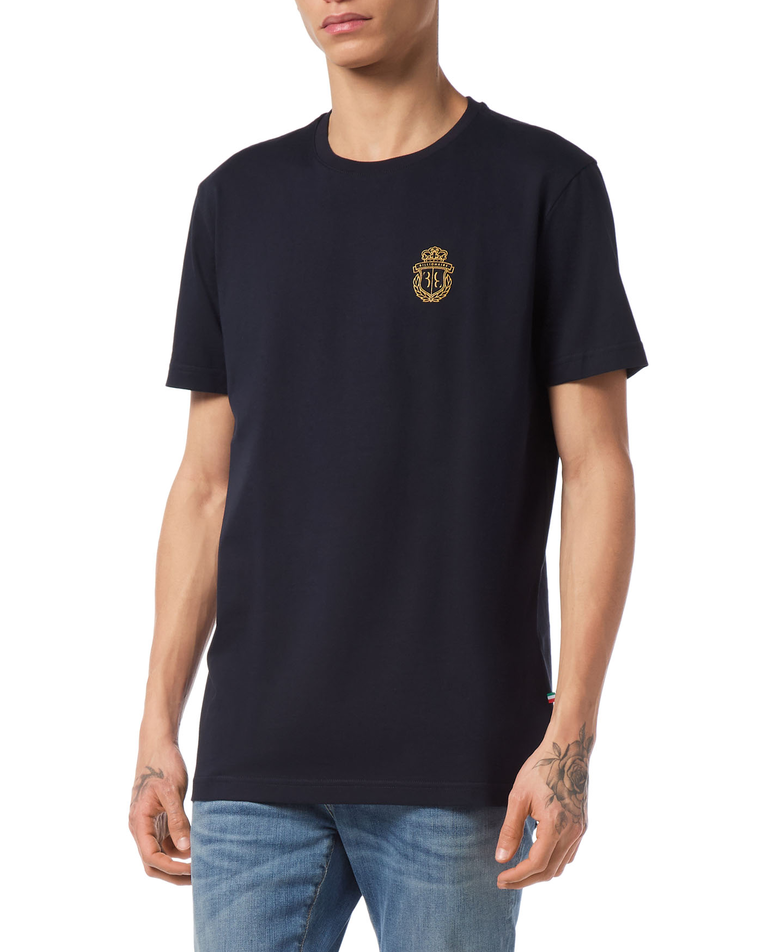 Granatowy t-shirt z herbem Crest