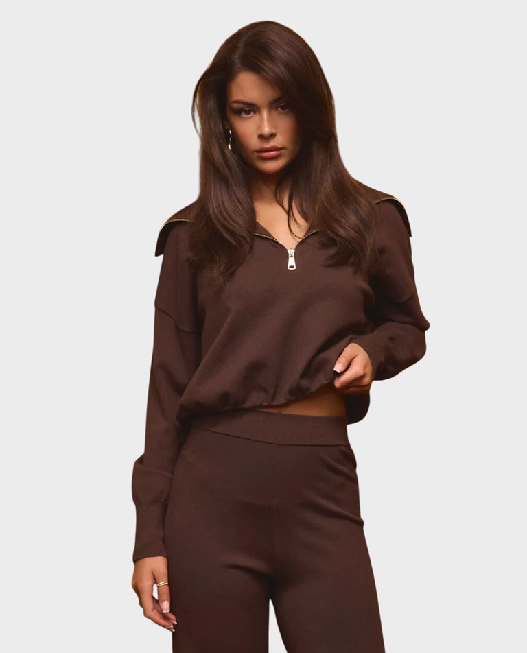 Brązowy sweter Ivy Zip - Image #0