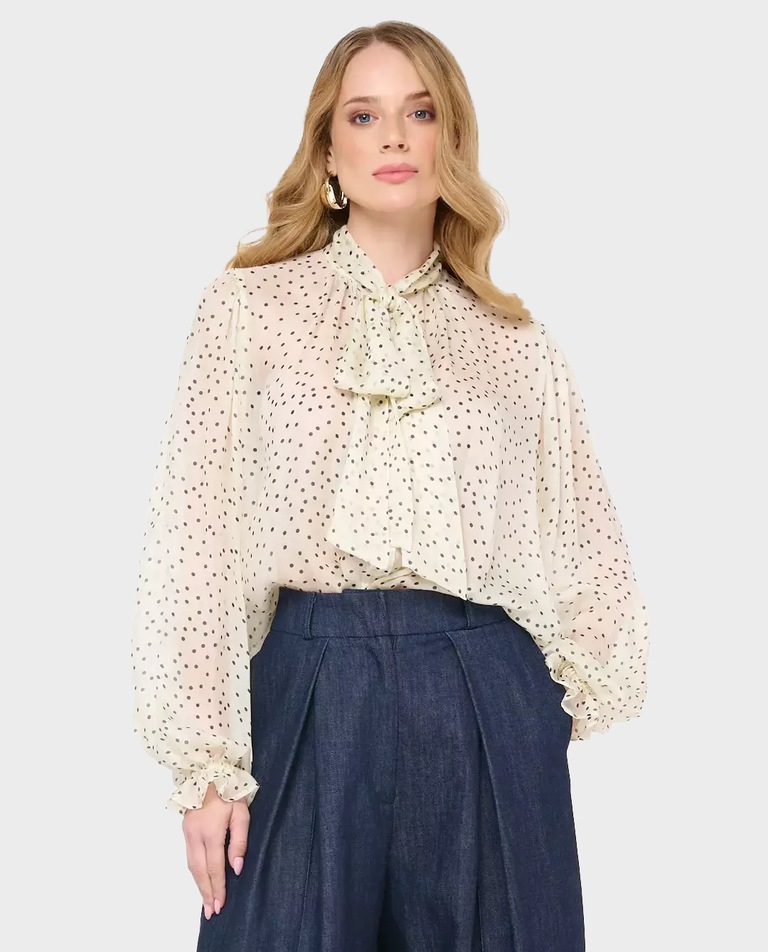 Jedwabna koszula w kropki