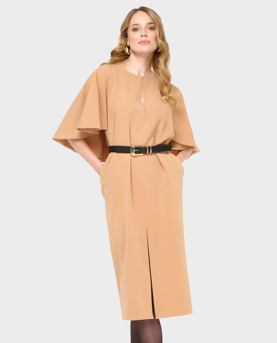 Beżowa sukienka z peleryną Ara - Image #2