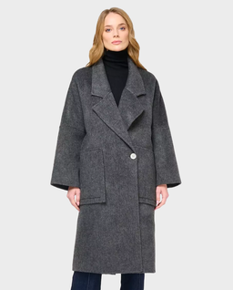 Szary płaszcz z wełny alpaki Brooksfield - Image #0