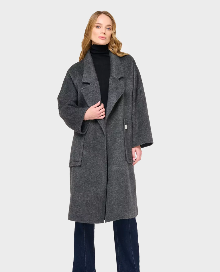 Szary płaszcz z wełny alpaki Brooksfield - Image #2