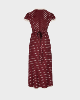 Bordowa sukienka w groszki Polka - Image #5