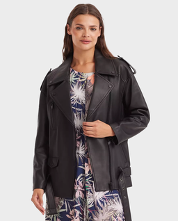 Czarna skórzana ramoneska Regine - Image #0