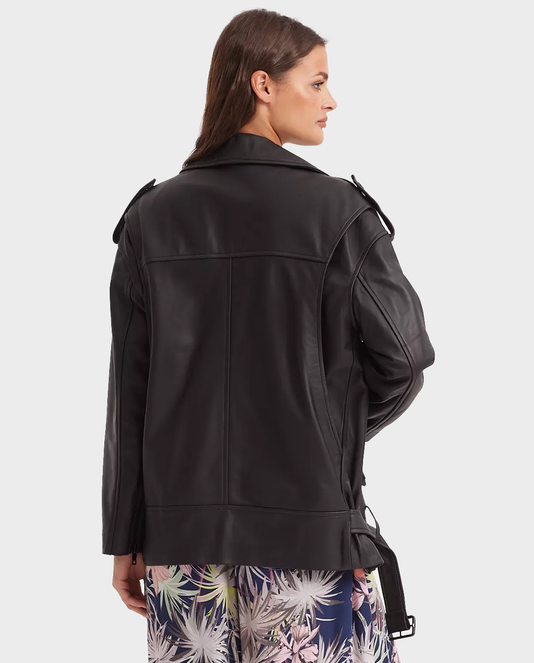 Czarna skórzana ramoneska Regine