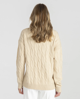 Beżowy sweter z warkoczowym splotem - Image #2