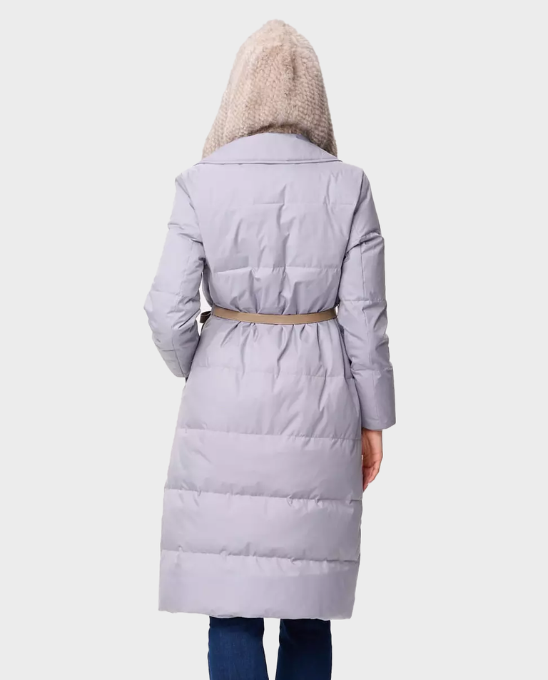 Szary płaszcz puchowy z ozdobnym kapturem Gastoni - Image #2