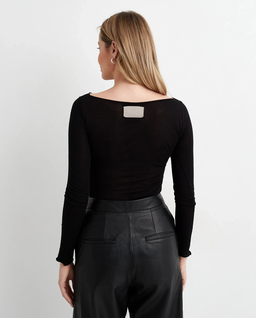 Czarna bluzka z długim rękawem - Image #3
