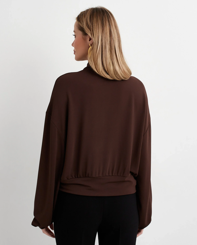 Brązowa bluzka z kołnierzykiem polo - Image #3