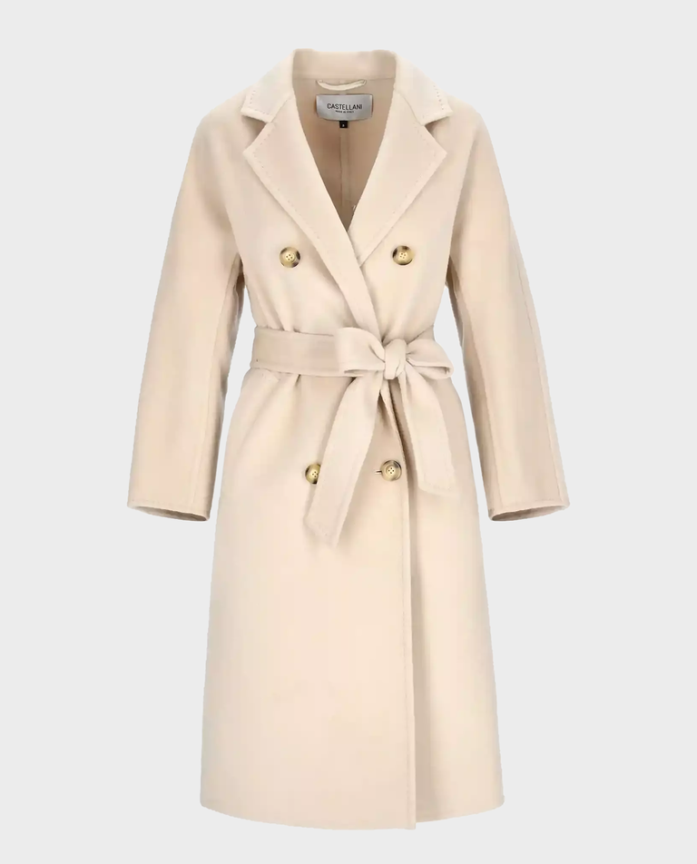 Beżowy płaszcz z wełny i kaszmiru Pako