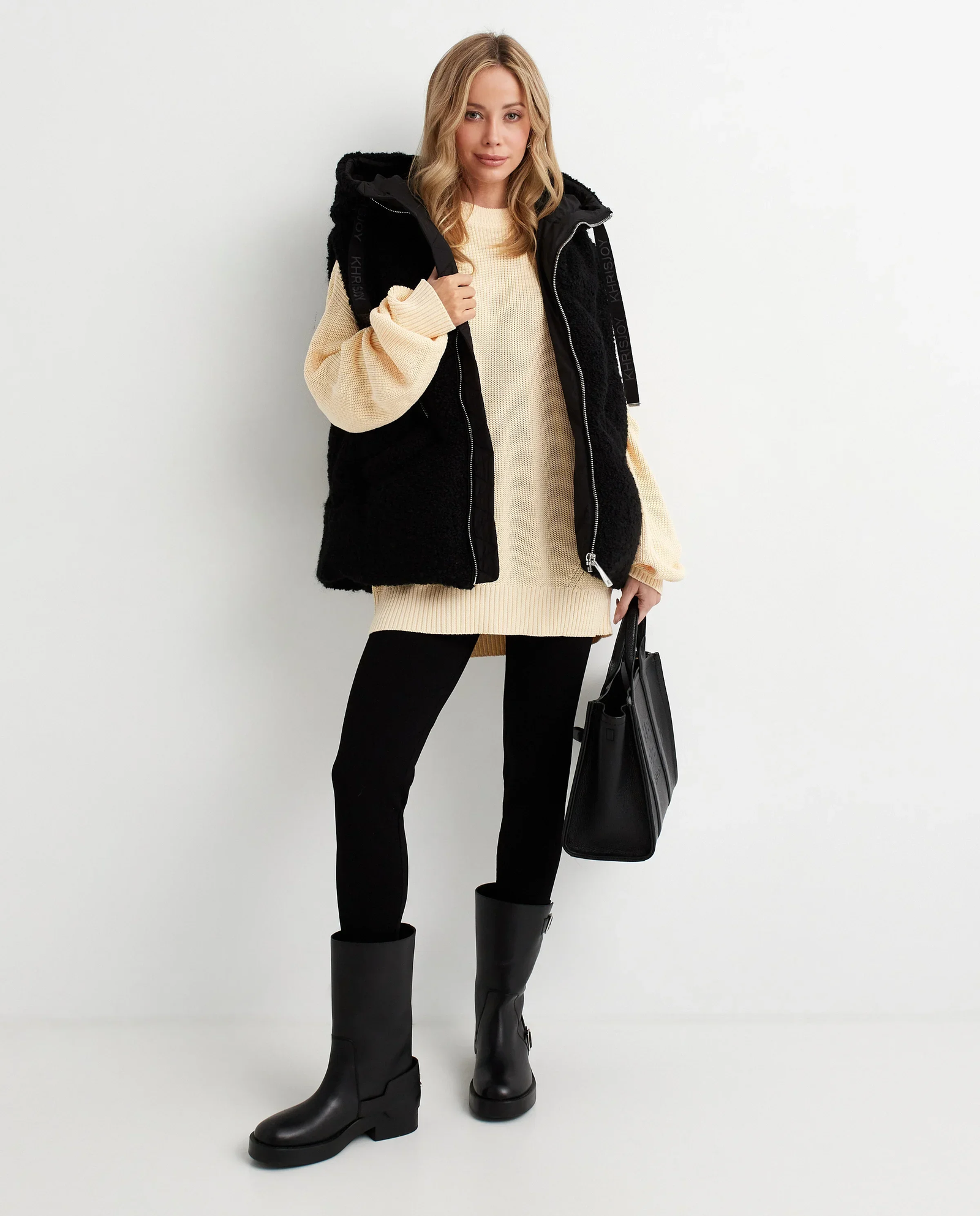 Dzianinowy kremowy sweter - Image #2