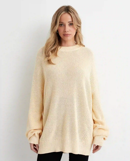 Dzianinowy kremowy sweter - Image #0