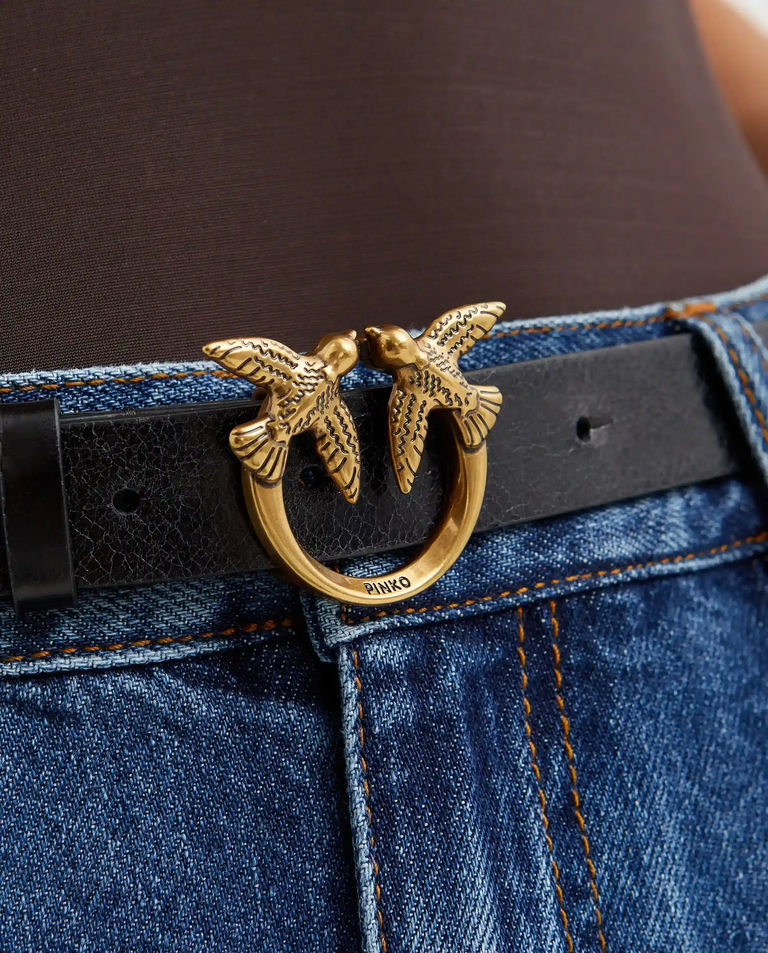 Czarny pasek z klamrą Love Birds i ćwiekami - Image #2