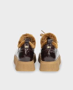 Ciemnobrązowe sneakersy z futerkiem - Image #2