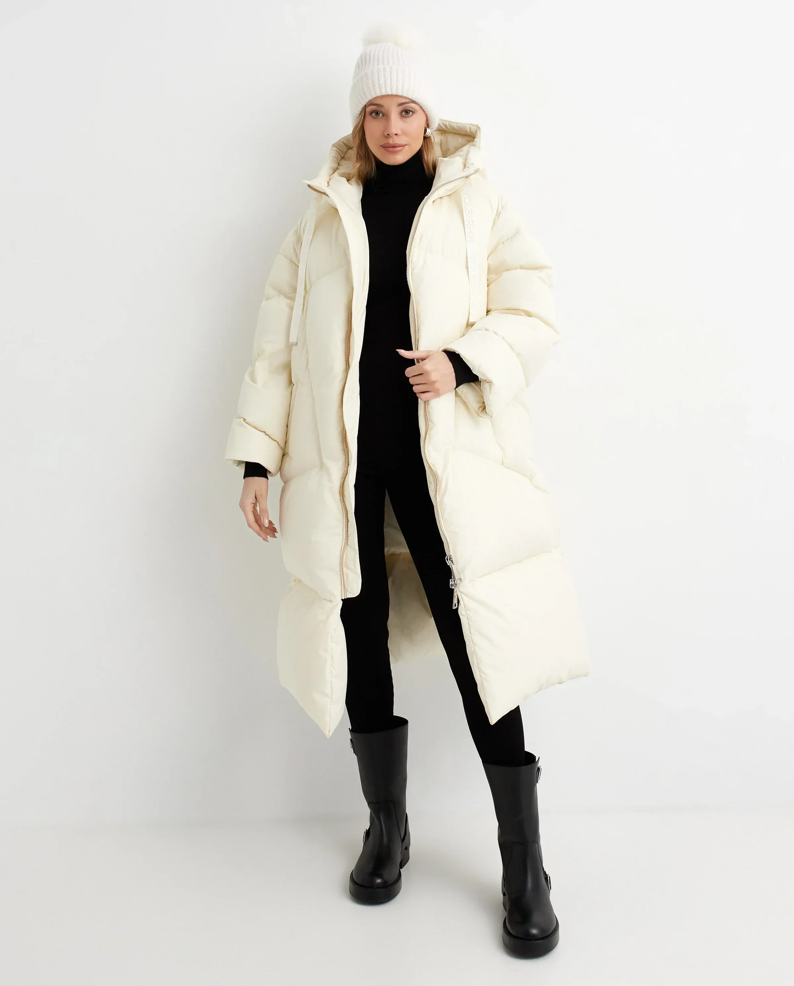 Kremowy puchowy płaszcz - Image #6