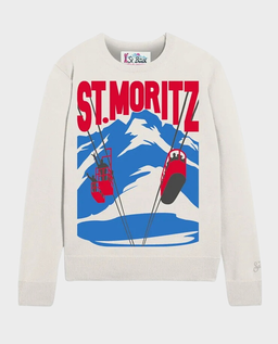 Biały sweter z motywem St. Moritz - Image #0