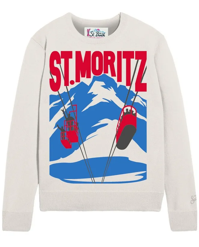 Biały sweter z motywem St. Moritz - Image #1
