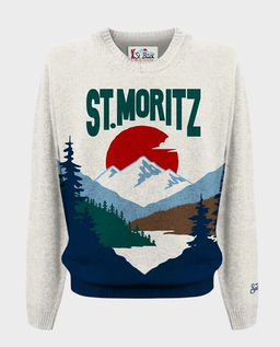 Kremowy sweter Heron z motywem St. Moritz - Image #0