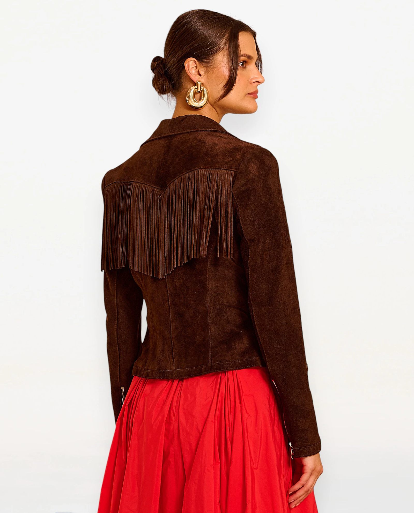 Czekoladowa ramoneska z frędzlami Sorrento - Image #2