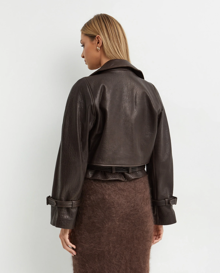 Brązowa skórzana kurtka Hatti - Image #2