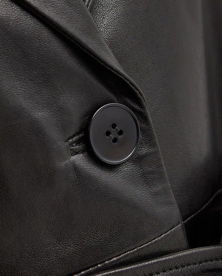 Czarny skórzany trencz Scarlett - Image #4