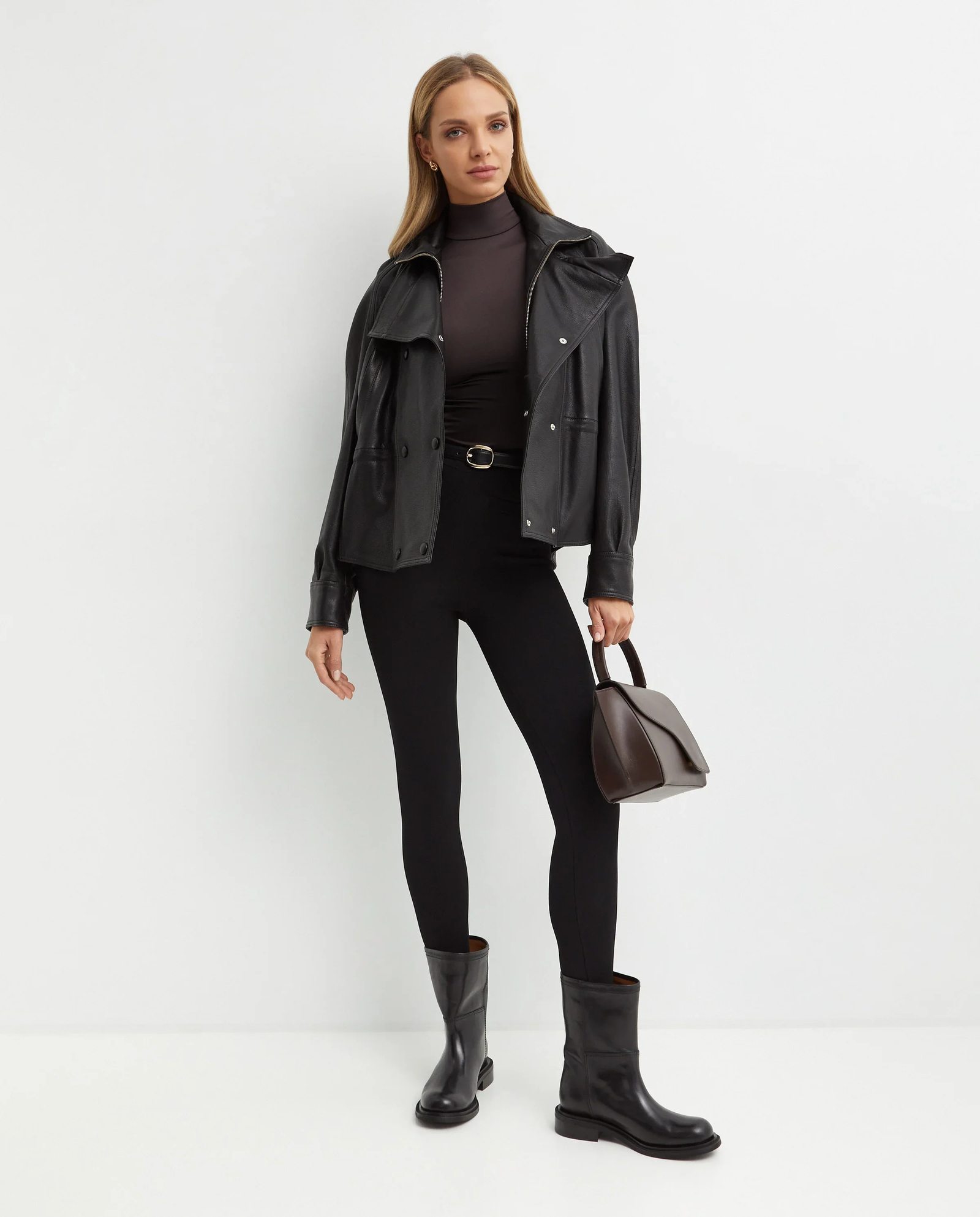 Czarna kurtka skórzana Thalia - Image #2