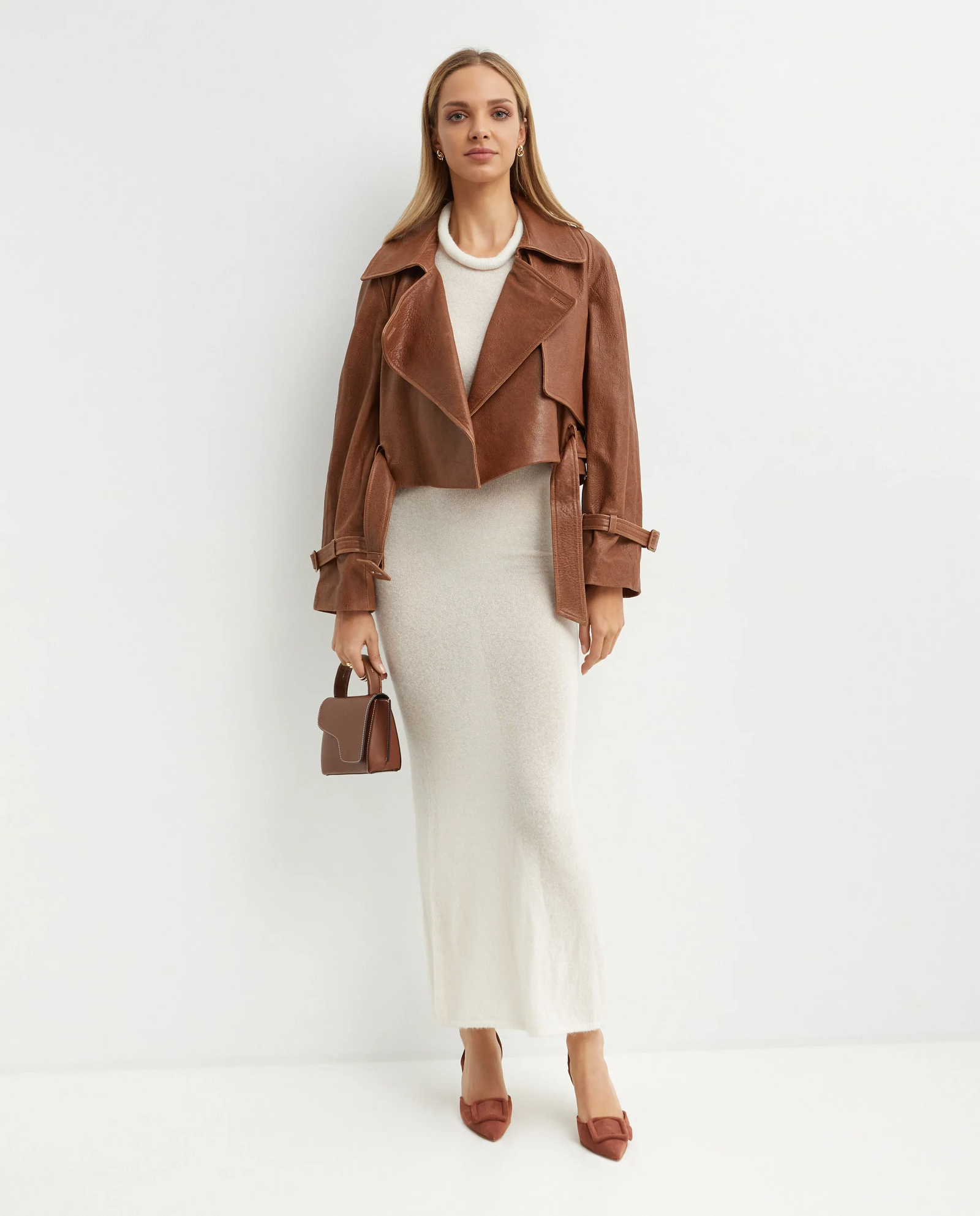 Brązowa skórzana kurtka Hatti - Image #2