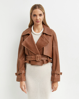 Brązowa skórzana kurtka Hatti - Image #0