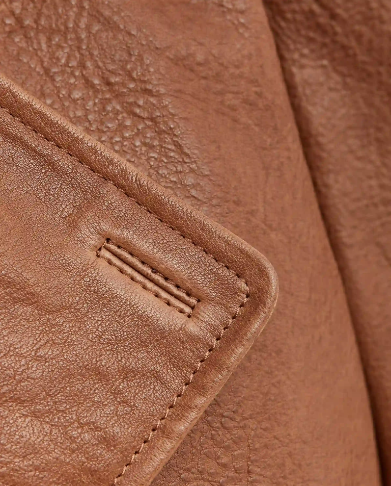 Brązowa skórzana kurtka Hatti - Image #4