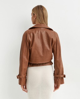 Brązowa skórzana kurtka Hatti - Image #3